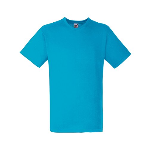 Fruit Of The Loom - Camiseta para hombre, manga corta, cuello de pico azul azur XX-Large