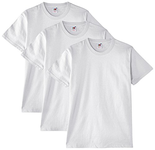 Fruit of the Loom Heavy Cotton Tee Shirt 3 Pack, Camiseta de Manga Corta Para Hombre, Blanco (Weiß), Large