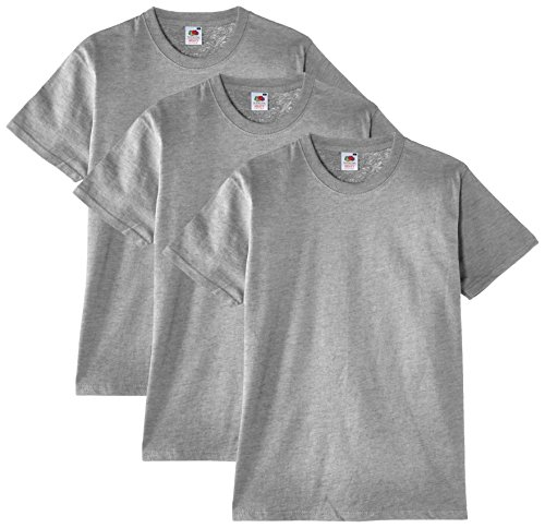 Fruit of the Loom Heavy Cotton Tee Shirt 3 Pack, Camiseta de Manga Corta Para Hombre, Gris (Erika-Grau), XX-Large