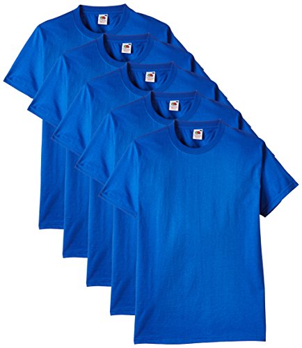 Fruit of the Loom Heavy Cotton tee Shirt 5 Pack Camiseta, Azul (Royal Blue), Small (Pack de 5) para Hombre