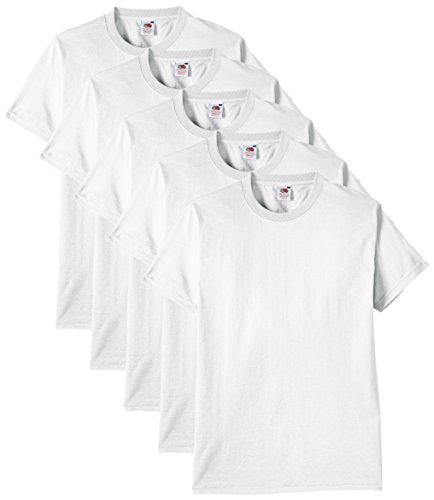 Fruit of the Loom Heavy Cotton tee Shirt 5 Pack Camiseta, Blanco, X-Large (Pack de 5) para Hombre
