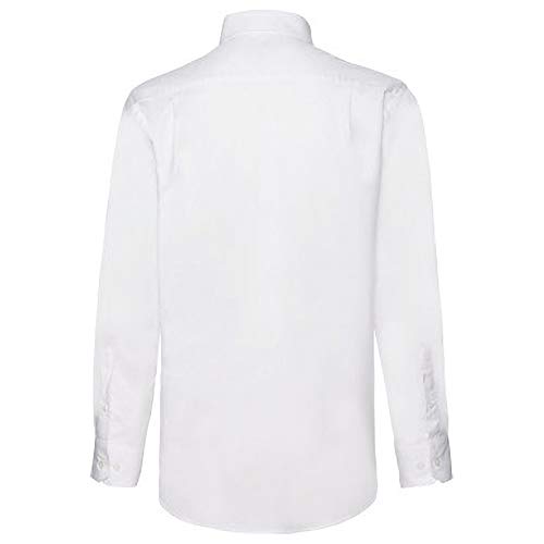 Fruit of the Loom Long Sleeve Oxford Shirt Camisa, Blanco (White), Medium para Hombre