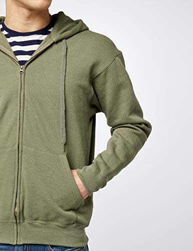 Fruit of the Loom Zip Hooded Sweatshirt Sudadera con Capucha, Green (Classic Olive), Large para Hombre