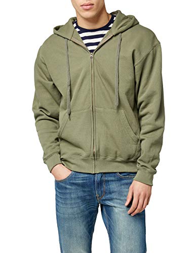 Fruit of the Loom Zip Hooded Sweatshirt Sudadera con Capucha, Green (Classic Olive), Large para Hombre