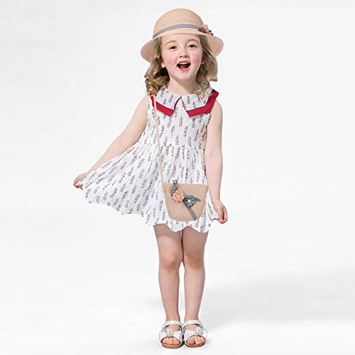 FT-SHOP Sombrero de Paja Niñas Gorra de Sol Chica y Bolsillo Set con Decoracion de Flores Gorro de Playa para Viaje Beach Piscina al Aire Libre