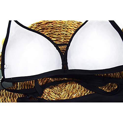 Fuba.VI 2019 - Conjunto de trajes de baño sexy para mujer, cuello halter/sin tirantes, conjunto de bikini alto 69639negro 42/44 ES/L