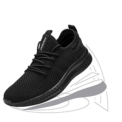 FUJEAK Zapatillas de correr para mujer, para caminar, gimnasio, gimnasio, deporte, correr, tenis, tiempo libre, a la moda, ligeras, transpirables, con deslizamiento., color Negro, talla 42 EU