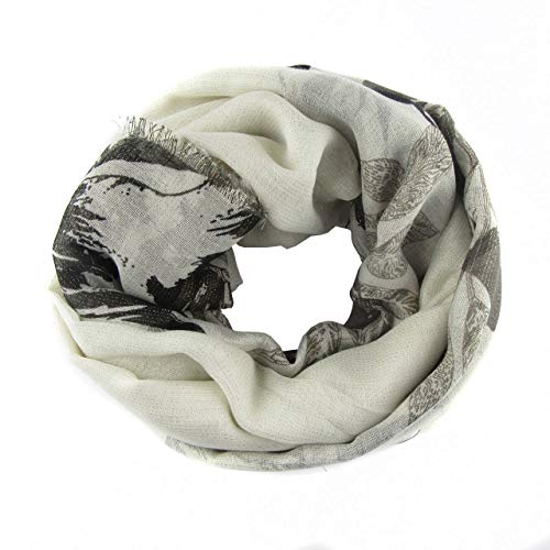 Fular bufanda estampado flor dos colores (Beig, Flor negra y gris)