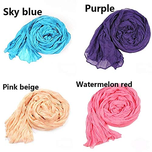 Fular para mujer - color liso - pashmina para mujer - rosa - 175 x 45 cm de ancho - algodón de acetato - Idea de regalo de cumpleaños