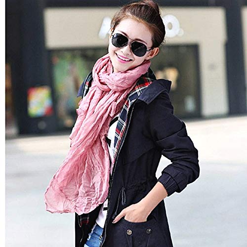 Fular para mujer - color liso - pashmina para mujer - rosa - 175 x 45 cm de ancho - algodón de acetato - Idea de regalo de cumpleaños