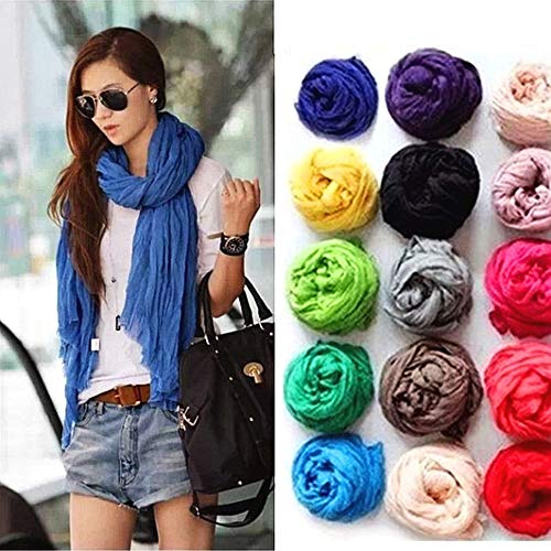 Fular para mujer - color liso - pashmina para mujer - rosa - 175 x 45 cm de ancho - algodón de acetato - Idea de regalo de cumpleaños