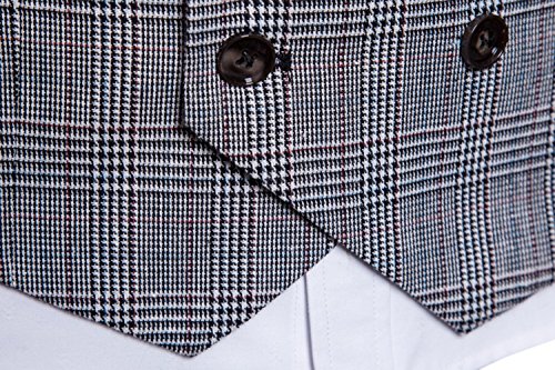 FULIER Chalecos de Vestir para Hombre Delgado Ajuste V Cuello Doble Pecho Negocio Casual Chalecos Formal Boda Traje Chalecos (XXL, Gris)