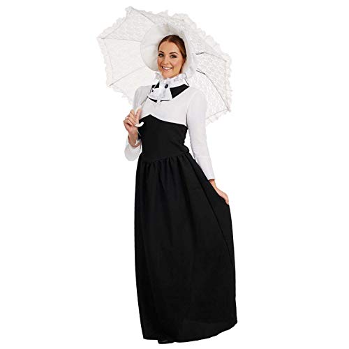 Fun Shack Disfraz de dama victoriana para mujer. Conjunto con vestido histórico blanco y negro para adulto, talla XXL