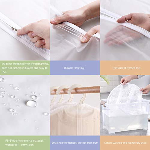 Fundas de ropa,Tintec Juego de 9 fundas de ropa transpirables,bolsas de ropa a prueba de polvo,con cremallera completa y agujero superior para gancho de percha