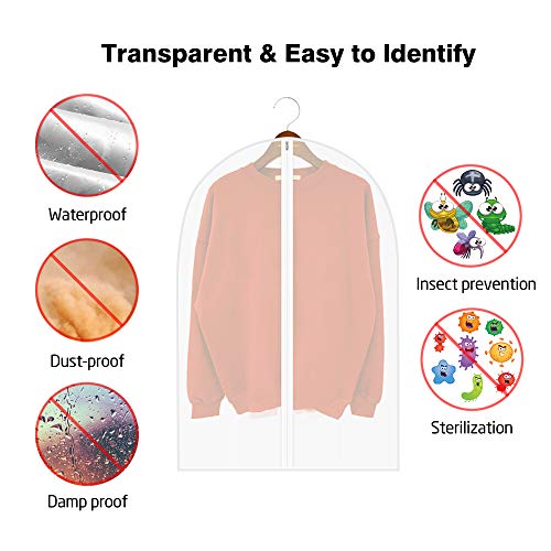 Fundas de ropa,Tintec Juego de 9 fundas de ropa transpirables,bolsas de ropa a prueba de polvo,con cremallera completa y agujero superior para gancho de percha