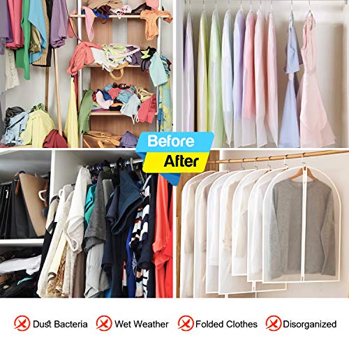 Fundas de ropa,Tintec Juego de 9 fundas de ropa transpirables,bolsas de ropa a prueba de polvo,con cremallera completa y agujero superior para gancho de percha