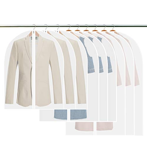 Fundas de ropa,Tintec Juego de 9 fundas de ropa transpirables,bolsas de ropa a prueba de polvo,con cremallera completa y agujero superior para gancho de percha