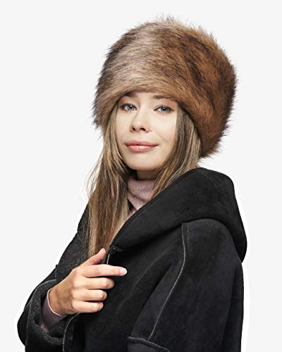 Futrzane Gorro de Mujer de Piel Cossack en Estilo Ruso (M, Beige)