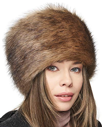 Futrzane Gorro de Mujer de Piel Cossack en Estilo Ruso (M, Beige)