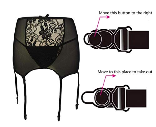 FuYang Liguero para Mujer Prenda Hueco Sexy Encaje de Mujer de Alta Cintura para (XXXXL, Negro)