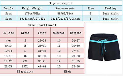 FuYang Mujer Shorts de Baño, Falda de Bikini con Falda Corta Tankini Deporte Pantalones Cortos de Natación Bottom ((Waist 35.4"- 38.6") XL, Rosado)