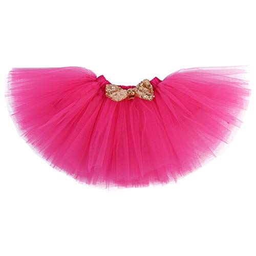 FYMNSI - Conjunto de manga corta para niñas, falda tutú y diadema de fiesta para el primer cumpleaños, celebración, ceremonia, vestido de fotografía, 3 piezas Rose Vif 2ème Anniversaire 2 Años