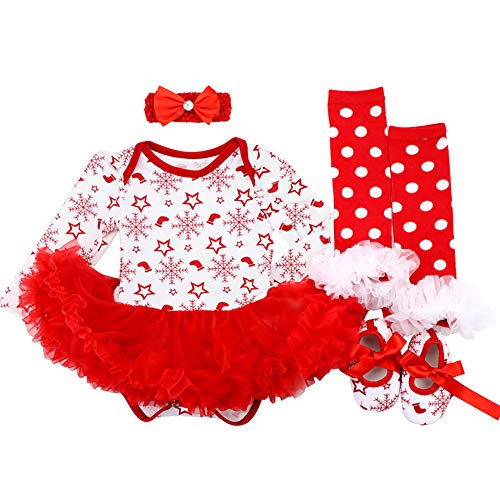 FYMNSI Conjunto de ropa para recién nacidos con tutú de princesa, vestido con lazo, calentadores de piernas, juego de 4 piezas para 0 a 18 meses