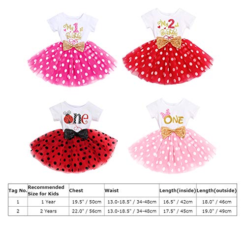 FYMNSI Vestido de manga corta para bebé, niña, de algodón, tutú de tul, línea A, vestido de princesa, vestido de fiesta para sesión de fotos. Rojo Mi 2º cumpleaños (vestido solo) 2 Años