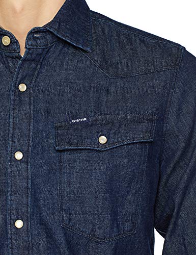 G-Star Raw 3301 Slim Shirt Camisa vaquera, Azul (Rinsed 082), Large para Hombre