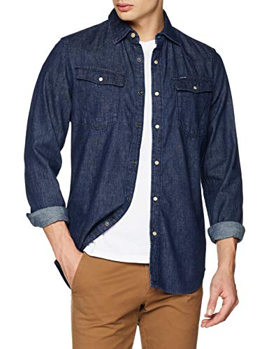 G-Star Raw 3301 Slim Shirt Camisa vaquera, Azul (Rinsed 082), Large para Hombre