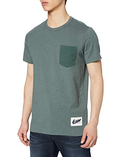 G-STAR RAW Contrast Pocket Straight Camiseta, Verde (Grey Moss B255-4752), M para Hombre
