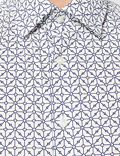 G-STAR RAW Core Super Slim Camisa Casual, Multicolor (Milk/Imperial Blue Ao C173-9853), L para Hombre