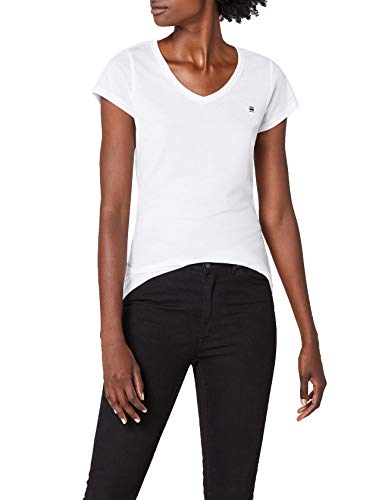 G-STAR RAW Eyben Slim V T Wmn S/s Camiseta, Blanco (White 110), 38 (Talla del fabricante: Medium) para Mujer