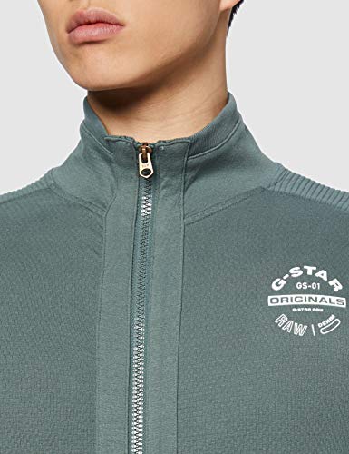G-STAR RAW Korpaz Slim Zip Through Camiseta, Verde (Grey Moss C112-4752), S para Hombre