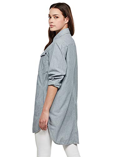 G-STAR RAW Tacoma Boyfriend Long Sleeve Camisa Vaquera, Azul (Sun Faded Indigo Stripe), M para Mujer