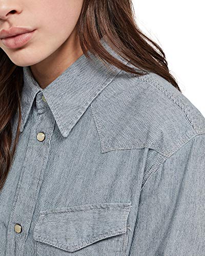 G-STAR RAW Tacoma Boyfriend Long Sleeve Camisa Vaquera, Azul (Sun Faded Indigo Stripe), M para Mujer