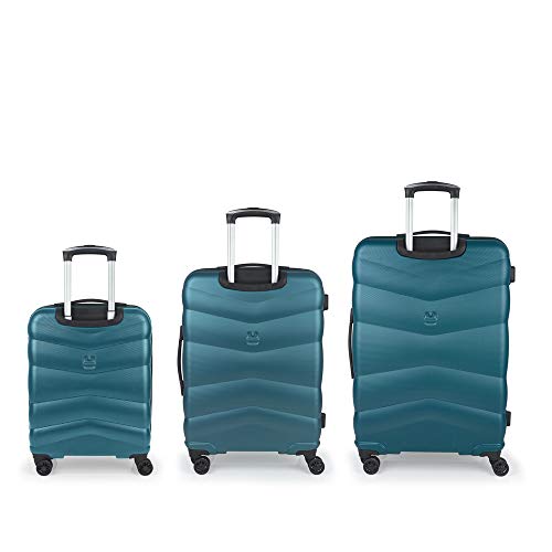 Gabol - London | Set de Maletas de Viaje Rigidas de Color Tuquesa con Maleta de Cabina, Trolley Mediano y Trolley Grande