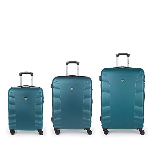 Gabol - London | Set de Maletas de Viaje Rigidas de Color Tuquesa con Maleta de Cabina, Trolley Mediano y Trolley Grande