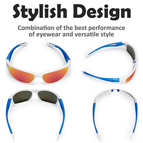 Gafas de Sol Deportivas, CHEREEKI Gafas de Sol Deportivas Polarizadas con Proteccion UV400 & marco TR90 Irrompible. Para Hombre y Mujer, Deportes al aire libre, Pesca, Ski, Conducción, Golf, Salir A C