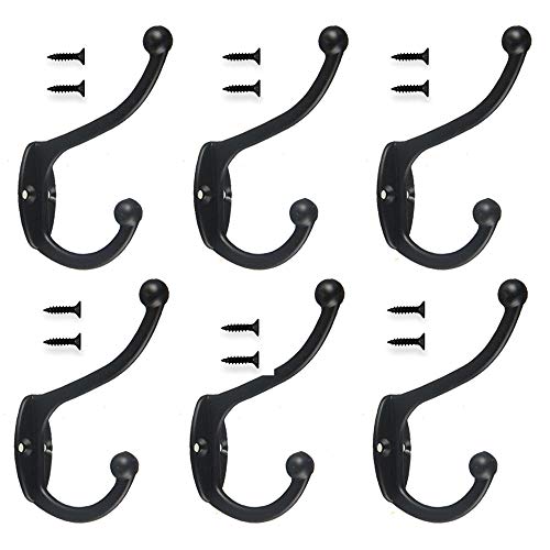 Ganchos Percheros De Pared, Antiguo Gancho De Toallas De Mano, Perchero con Ganchos De Ropa Sombrero De Gancho, Retro De Diseño (Negro)