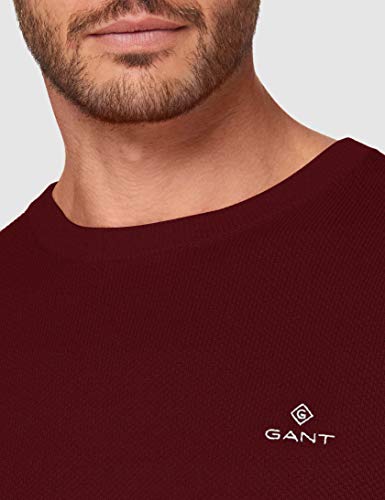 GANT Cotton Pique C-Neck Suéter, Puerto Rojo, L para Hombre