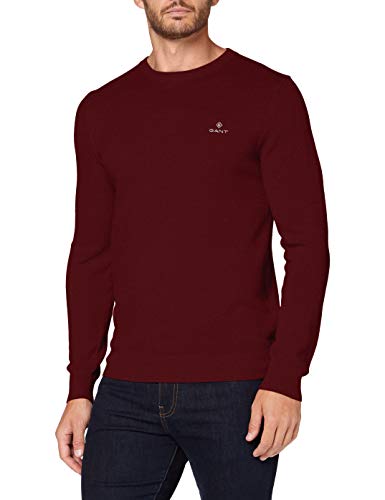 GANT Cotton Pique C-Neck Suéter, Puerto Rojo, L para Hombre