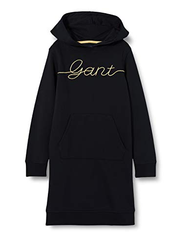 Gant D2 Script Hoodie Dress Vestido, Negro, 158/164 para Niñas