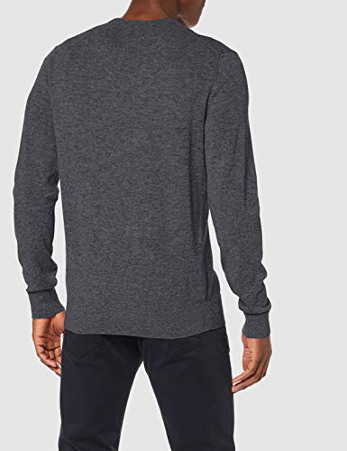 GANT MD. Extrafine Lambswool V-Neck suéter, Gris (Dk Charcoal Melange 97), Large para Hombre