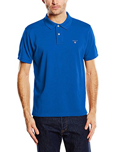 GANT Men's Short Sleeve Pique Polo Blue in Size XXXX-Large