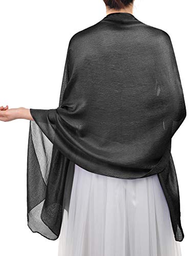 Gardenwed Suave Solido Chales Bufandas Bufanda de Cuello de Baile Novia Robó Wrap Damas Ropa Accesorios 70 * 180CM Black