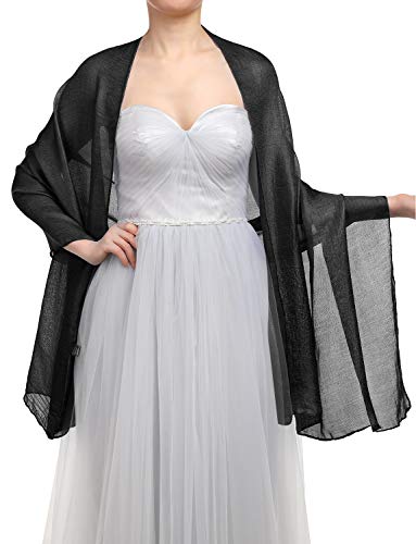 Gardenwed Suave Solido Chales Bufandas Bufanda de Cuello de Baile Novia Robó Wrap Damas Ropa Accesorios 70 * 180CM Black