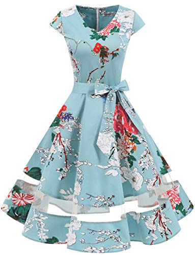 Gardenwed Vintage Vestidos Coctel Corto 50s Vestido de la Fiesta para Mujer Floral L