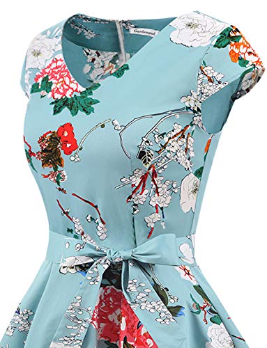 Gardenwed Vintage Vestidos Coctel Corto 50s Vestido de la Fiesta para Mujer Floral L