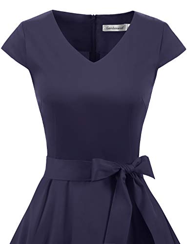 Gardenwed Vintage Vestidos Coctel Corto 50s Vestido de la Fiesta para Mujer Navy S